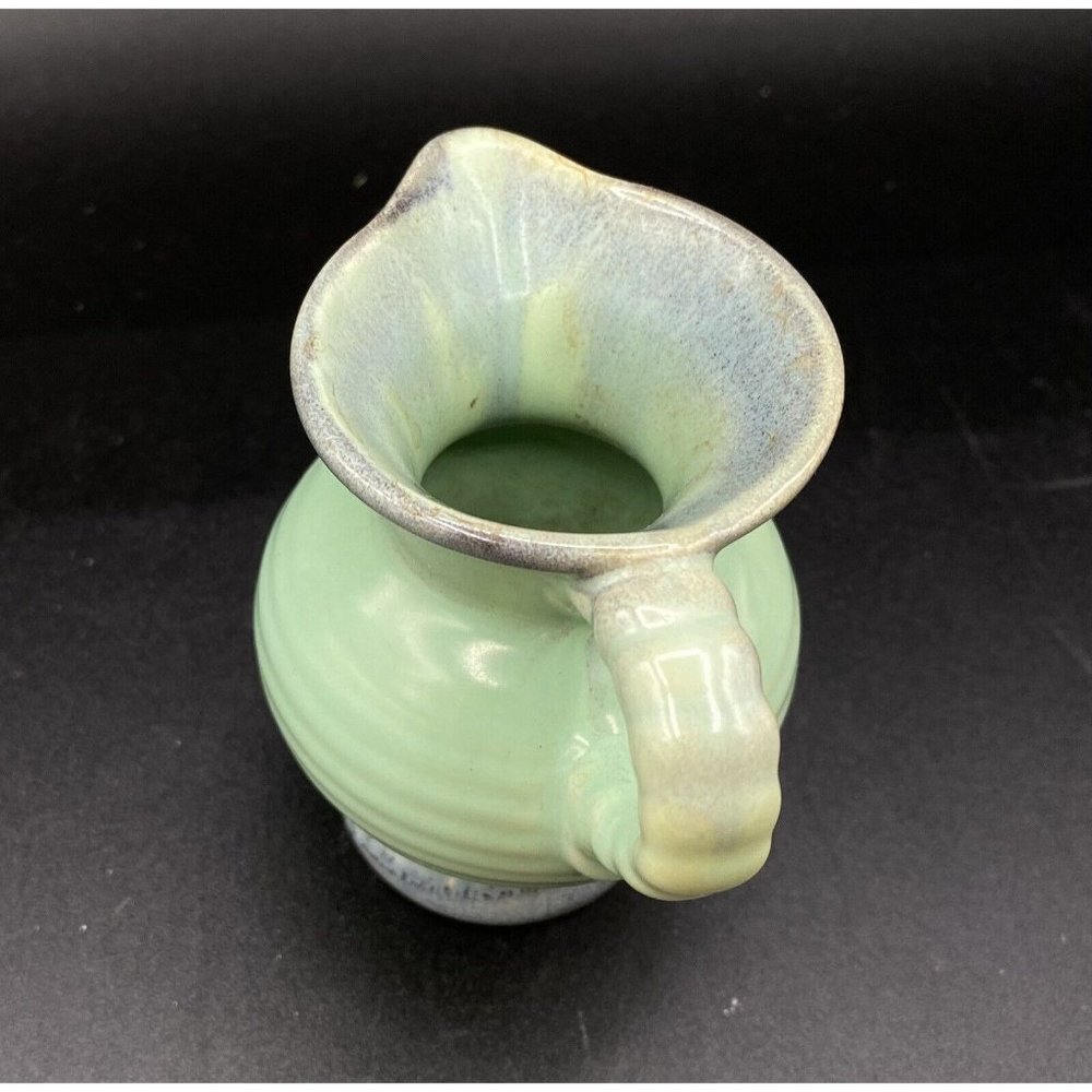 Vintage Small 3.5” Creamer Pitcher Jug Primitive Art Pottery Green Glaze # 125 - Picture 6 of 9